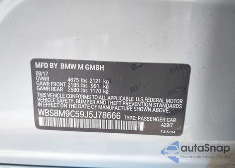 2018 BMW M3 Cs from USA, damaged, VIN WBS8M9C59J5J78666